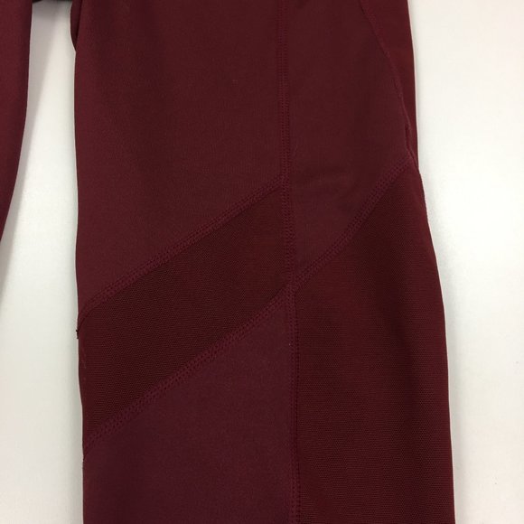 FREE PEOPLE MOVEMENT Maroon Sheer Mesh Inserts Pull On Leggings Pants - Picture 8 of 12